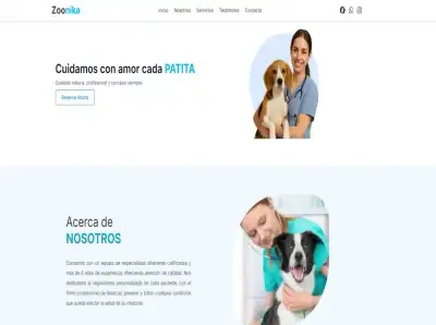 Zoonika – Landing page para veterinaria con comentarios de clientes